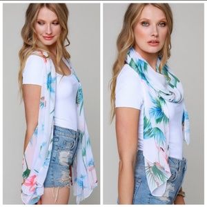 Tropical Theme Scarf, White or Navy